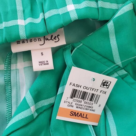 Maison Jules Windowpane Check Crop Capri Pants - Picture 10 of 12